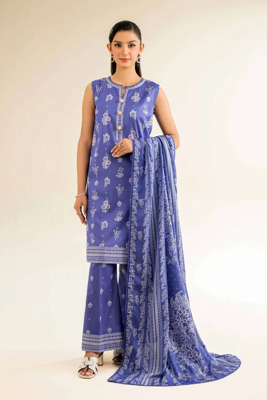 Nishat Cross Season Edit Blue Cambric – view 1 – Poshaq