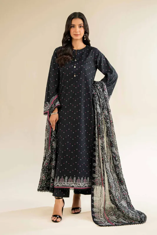 Nishat Cross Season Edit Black Cambric – view 1 – Poshaq