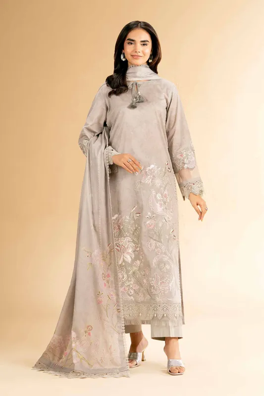 Nishat Cross Season Edit Grey Cambric – view 1 – Poshaq