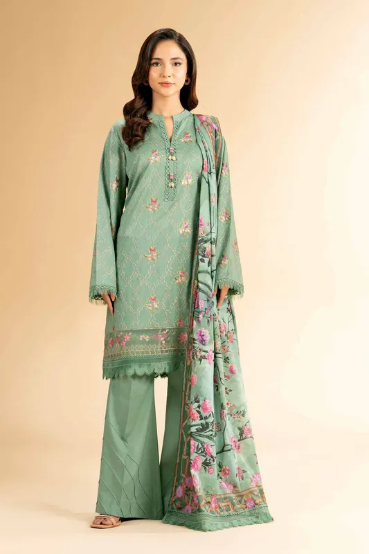 Nishat Cross Season Edit Green Cambric – view 1 – Poshaq