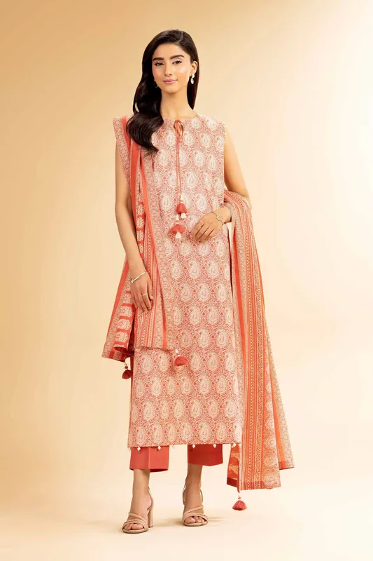 Nishat Cross Season Edit Orange Cambric – view 1 – Poshaq