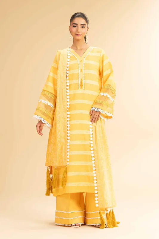 Nishat Cross Season Edit Yellow Jacquard – view 1 – Poshaq