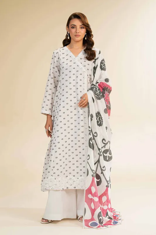 Nishat Cross Season Edit Off White Jacquard – view 1 – Poshaq