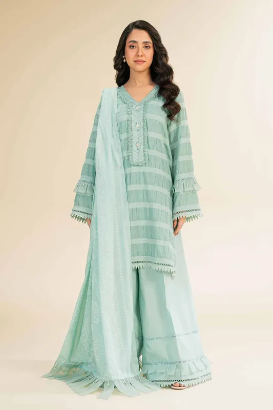 Nishat Cross Season Edit Ice Blue Jacquard – view 1 – Poshaq