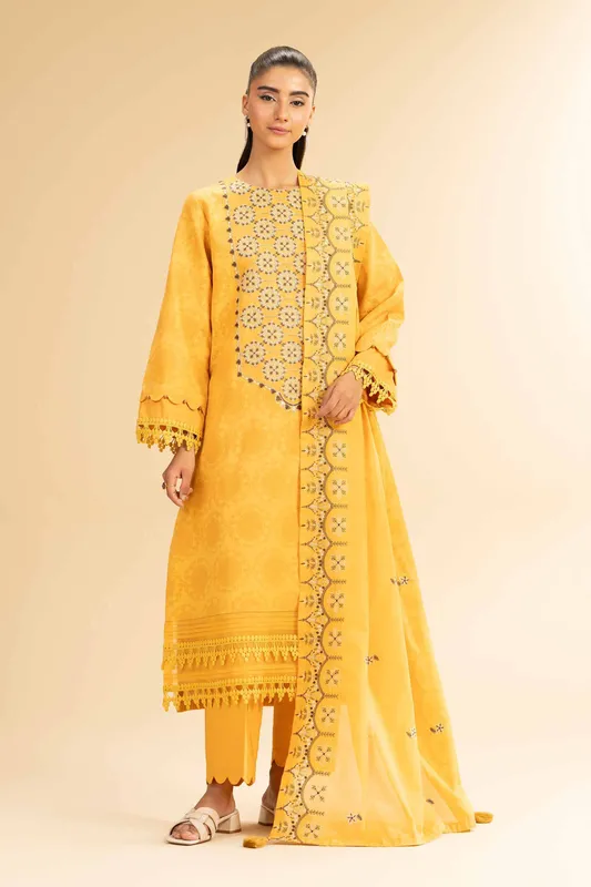 Nishat Cross Season Edit Yellow Cambric – view 1 – Poshaq