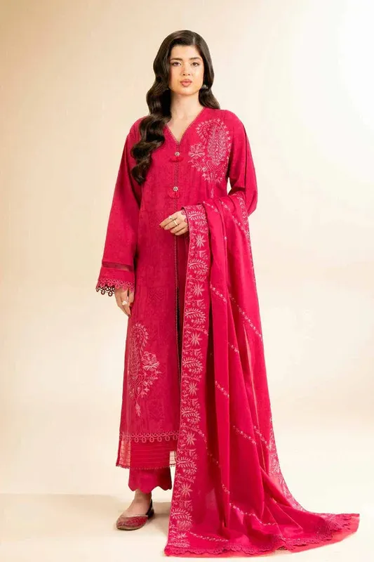 Nishat Cross Season Edit Hot Pink Cambric – view 1 – Poshaq