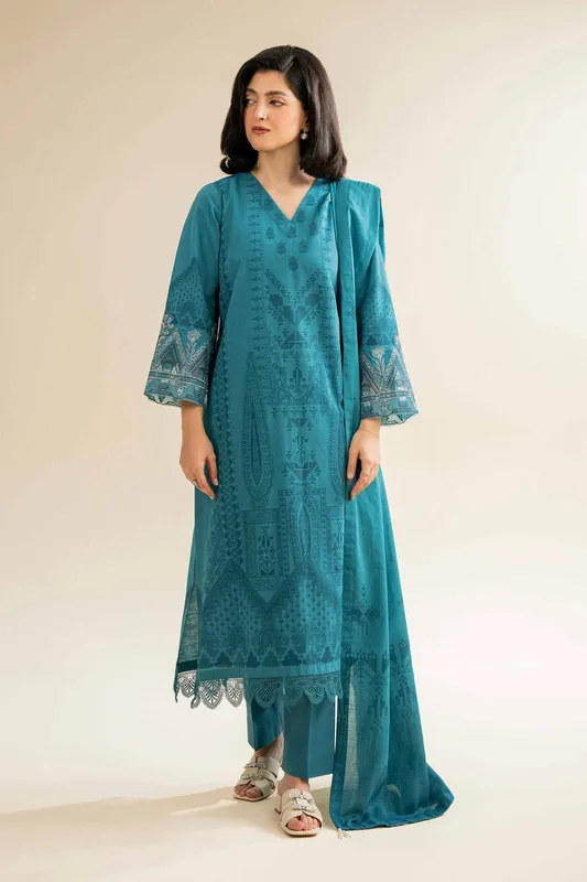 Nishat Cross Season Edit Teal Jacquard – view 1 – Poshaq