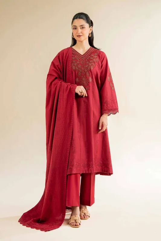 Nishat Cross Season Edit Red Jacquard – view 1 – Poshaq