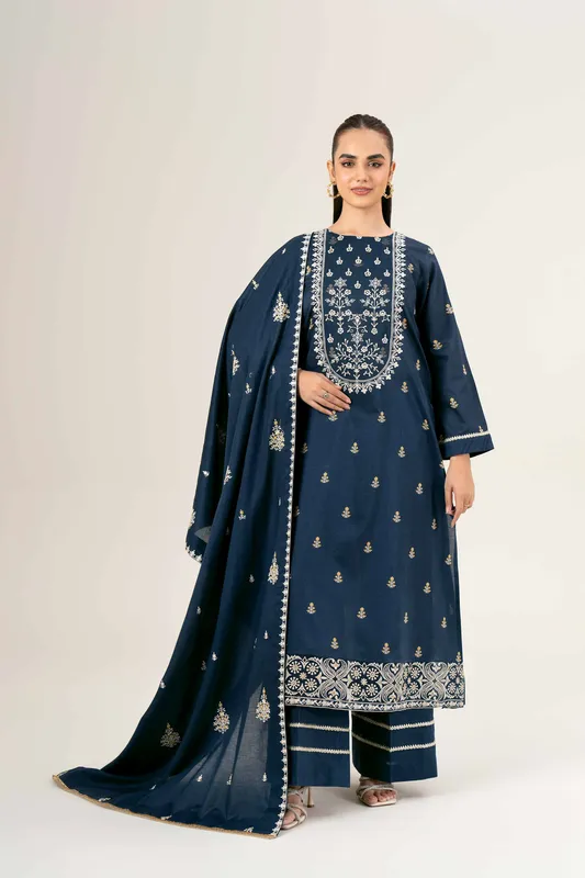 Nishat Cross Season Edit Navy Blue Cambric – view 1 – Poshaq