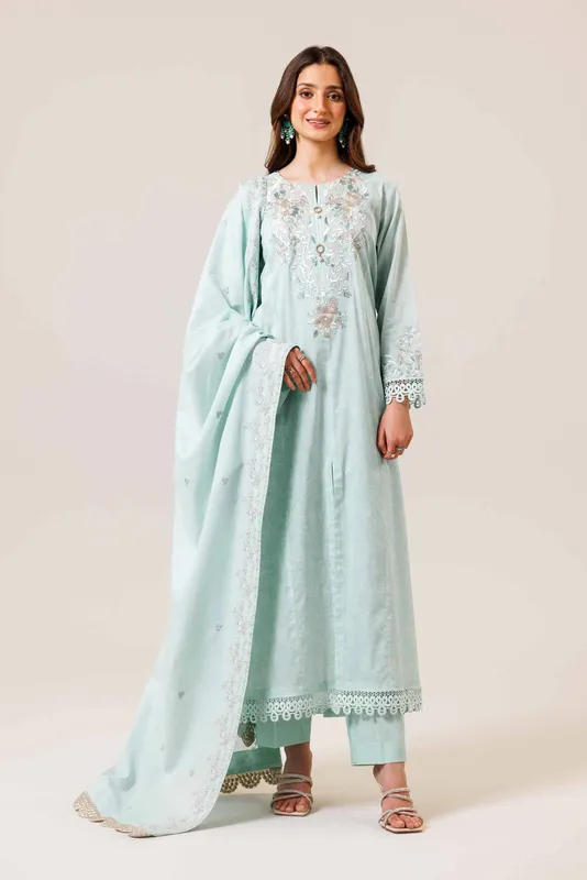 Nishat Cross Season Edit Mint Cambric – view 1 – Poshaq