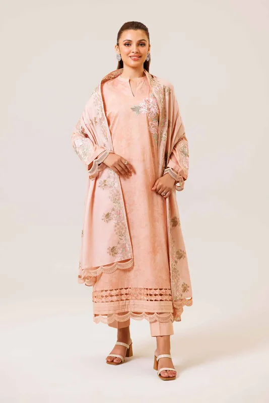 Nishat Cross Season Edit Pale Peach Cambric – view 1 – Poshaq