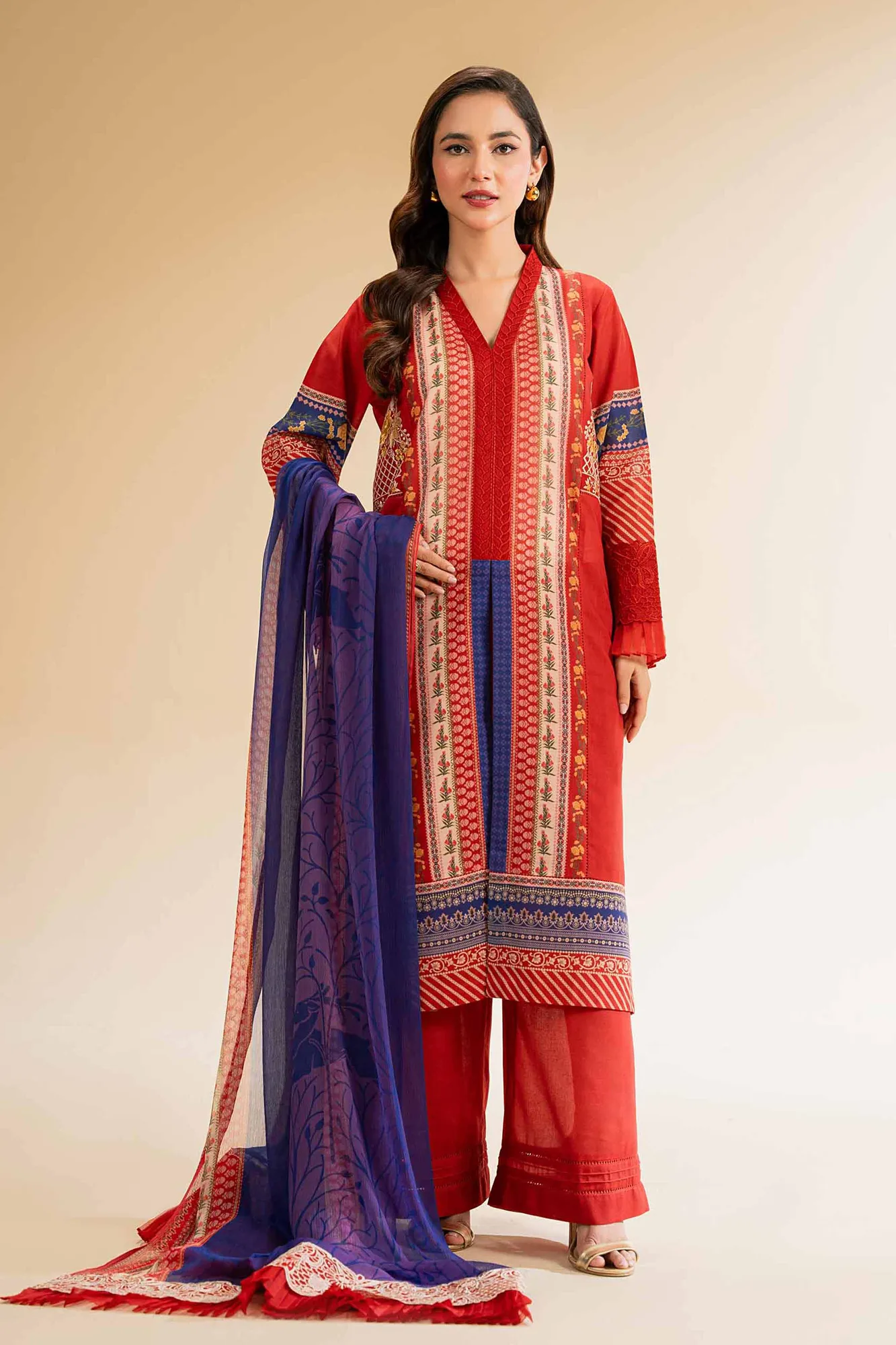 Nishat Cross Season Edit Red Chiffon – view 1 – Poshaq