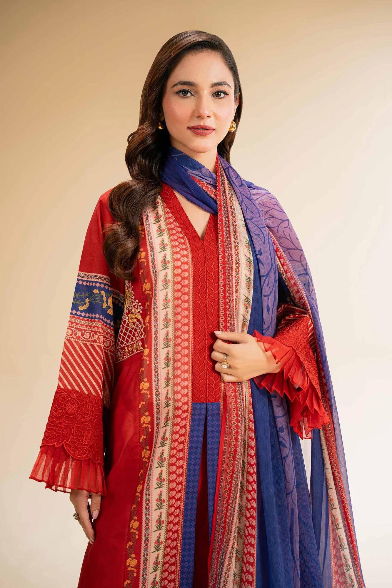 Nishat Cross Season Edit Red Chiffon – view 4 – Poshaq