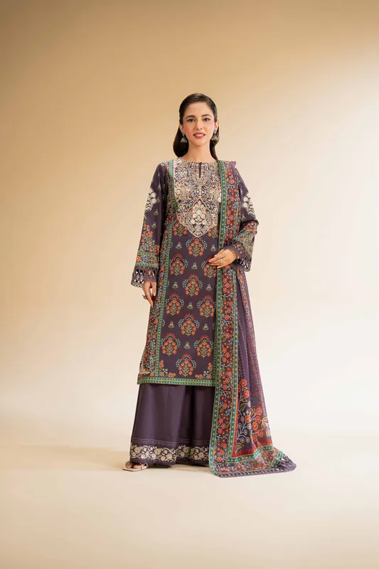 Nishat Cross Season Edit Plum Cambric – view 1 – Poshaq