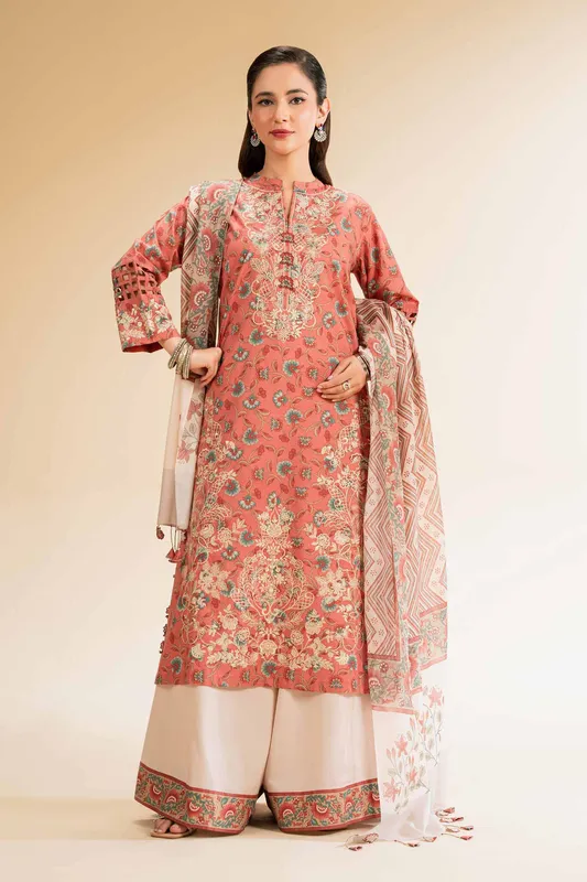 Nishat Cross Season Edit Coral Cambric – view 1 – Poshaq