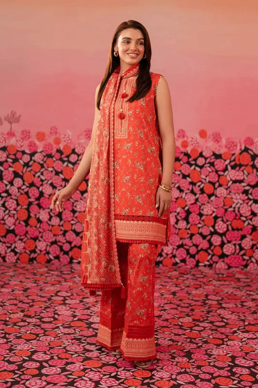 Nishat Cross Season Edit Orange Cambric – view 1 – Poshaq