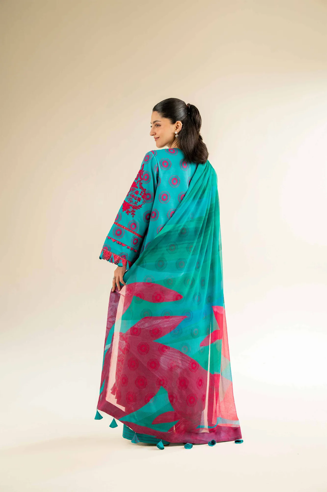 Nishat Cross Season Edit Teal Jacquard – view 2 – Poshaq