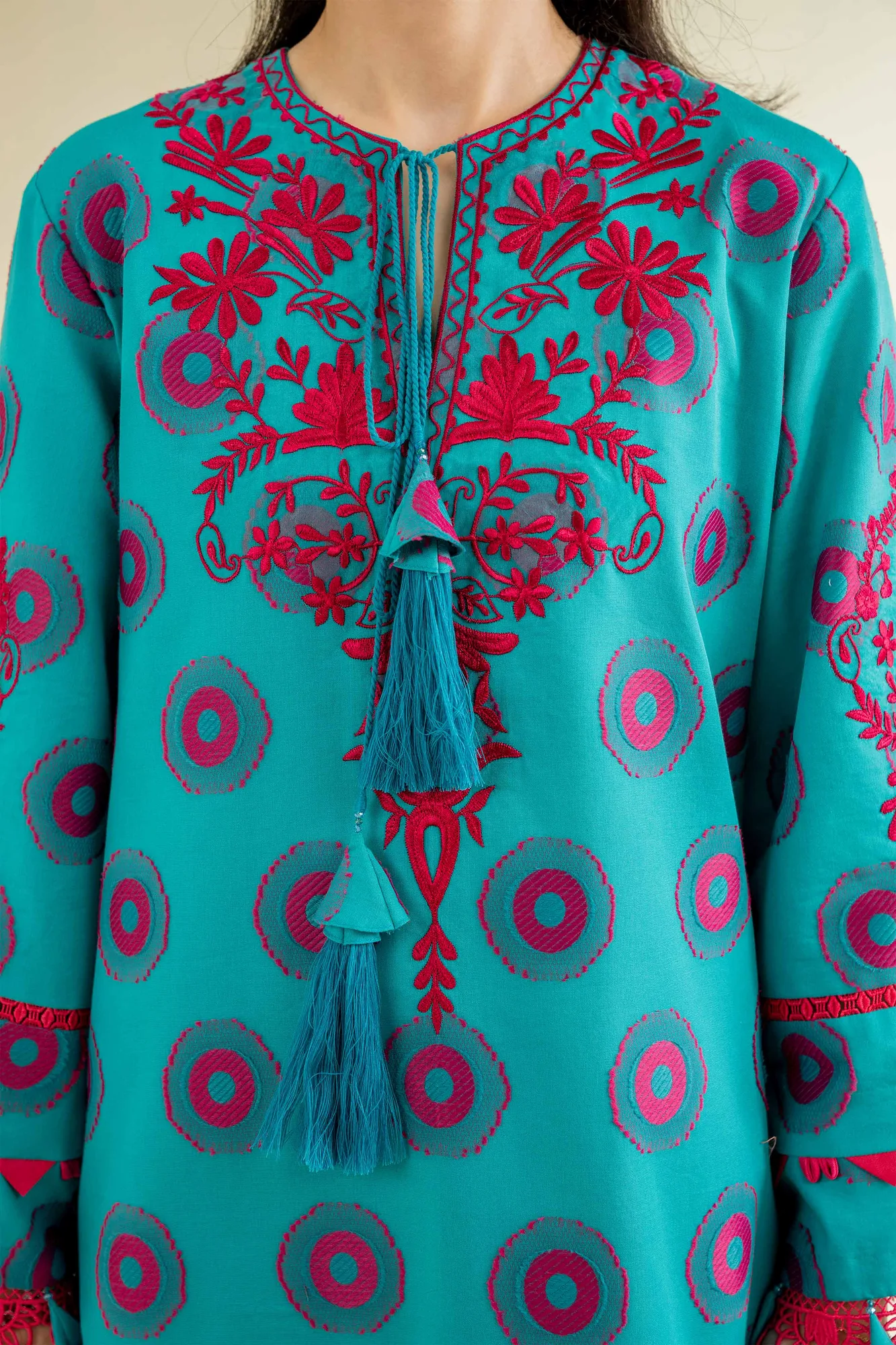 Nishat Cross Season Edit Teal Jacquard – view 3 – Poshaq