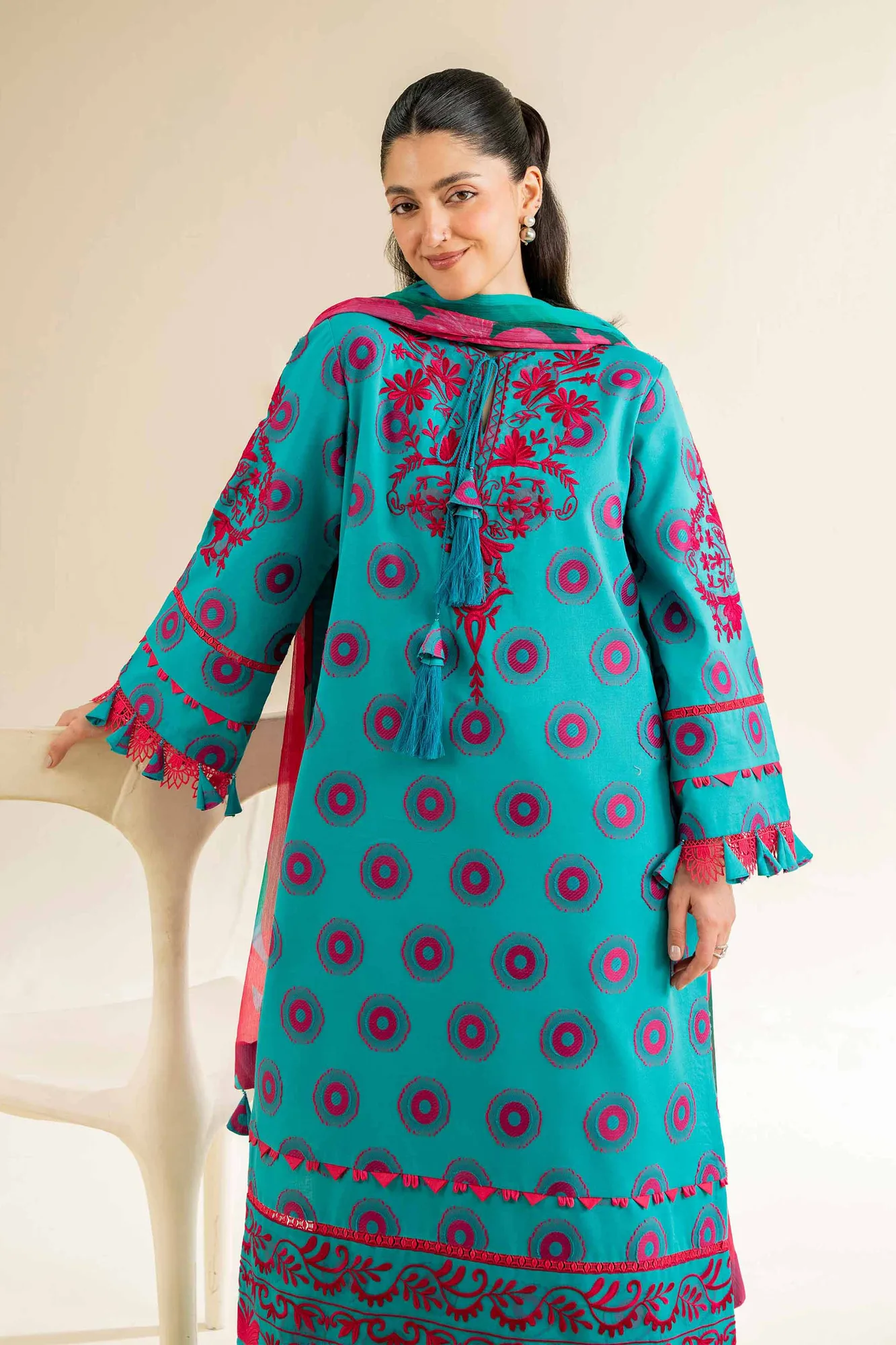 Nishat Cross Season Edit Teal Jacquard – view 5 – Poshaq