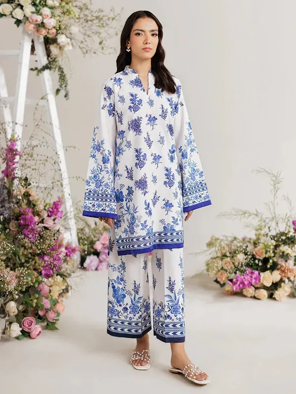 Rajbari Amal Summer Prints Exclusive White Cambric – view 1 – Poshaq