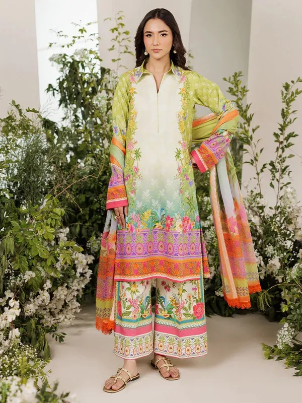 Rajbari Amal Summer Prints Exclusive Ivory Cambric – view 1 – Poshaq