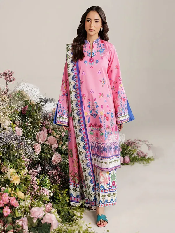 Rajbari Amal Summer Prints Exclusive Pink Cambric – view 1 – Poshaq