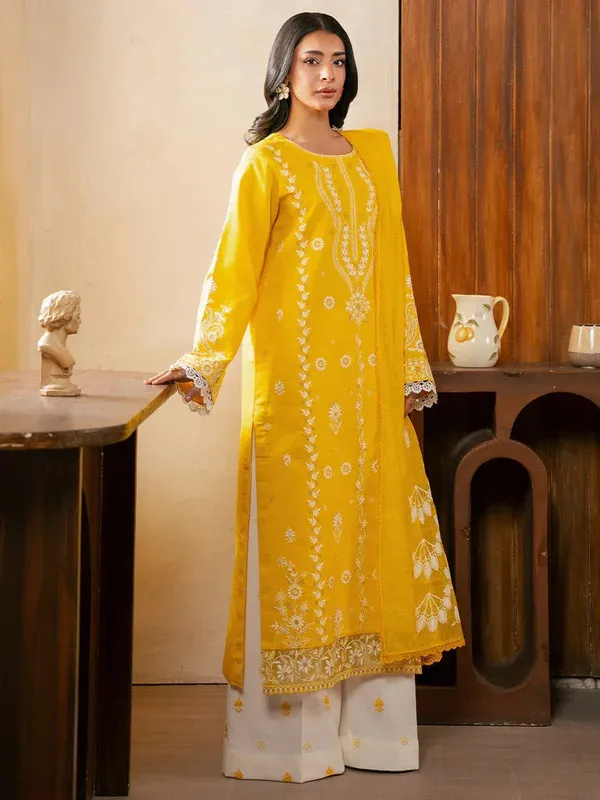 Rajbari Parisa Premium Summer Edit Yellow Lawn – view 1 – Poshaq