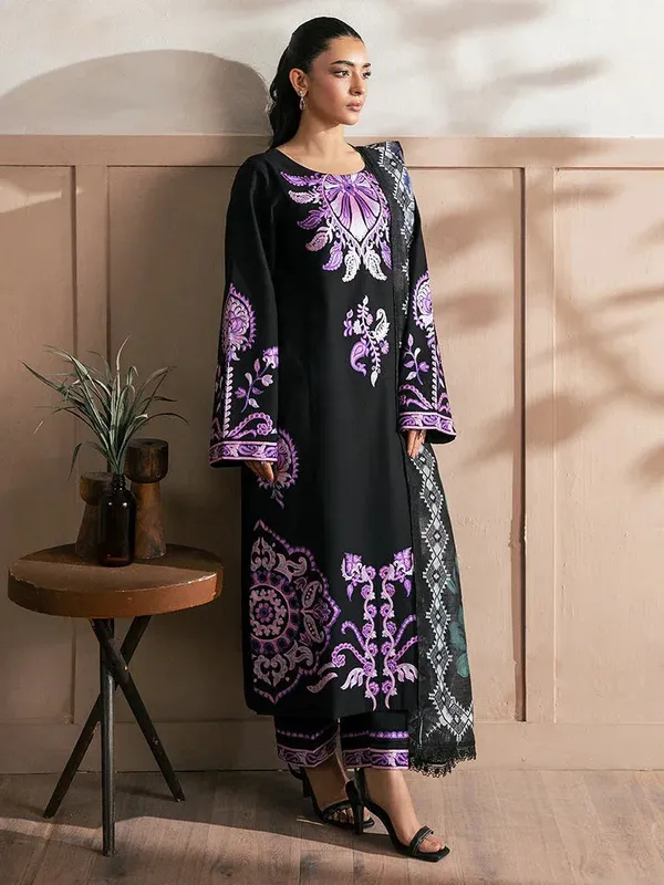 Rajbari Parisa Premium Summer Edit Black Cotton – view 1 – Poshaq