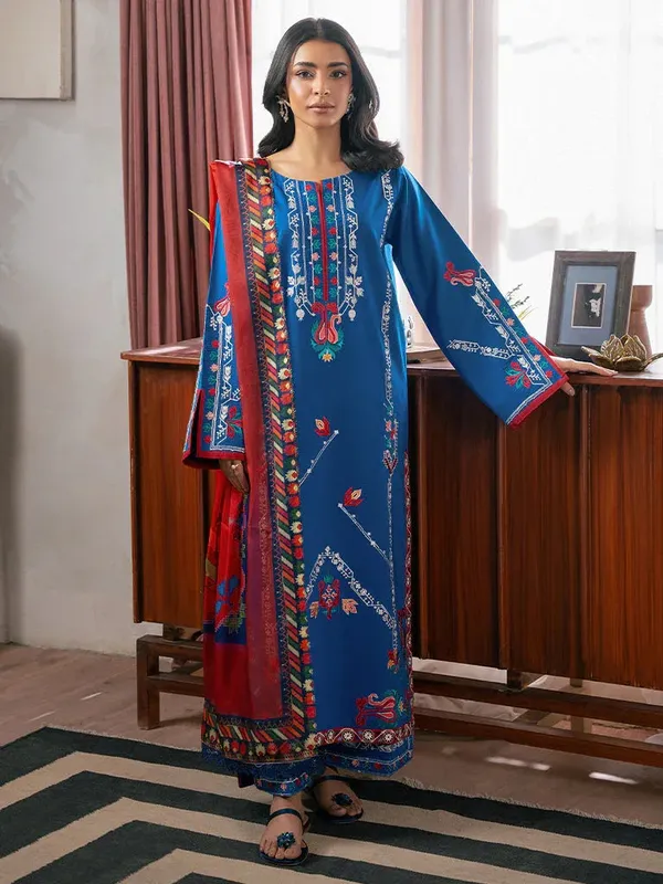 Rajbari Parisa Premium Summer Edit Blue Cotton – view 1 – Poshaq
