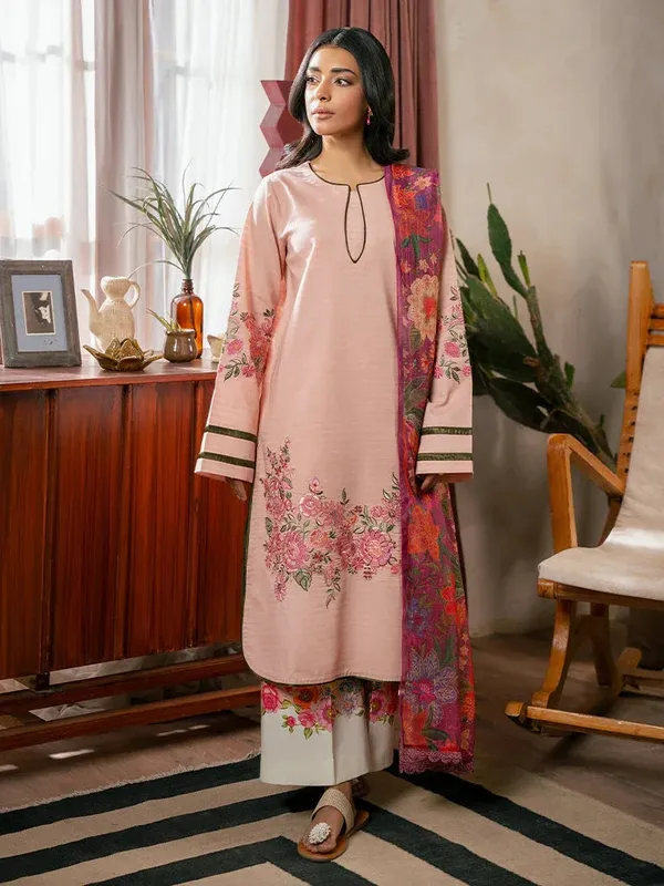 Rajbari Parisa Premium Summer Edit Light Pink Cotton – view 1 – Poshaq