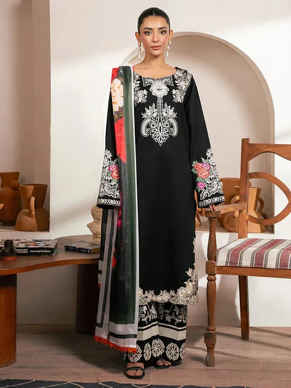 Rajbari Parisa Premium Summer Edit Black Organza – view 1 – Poshaq