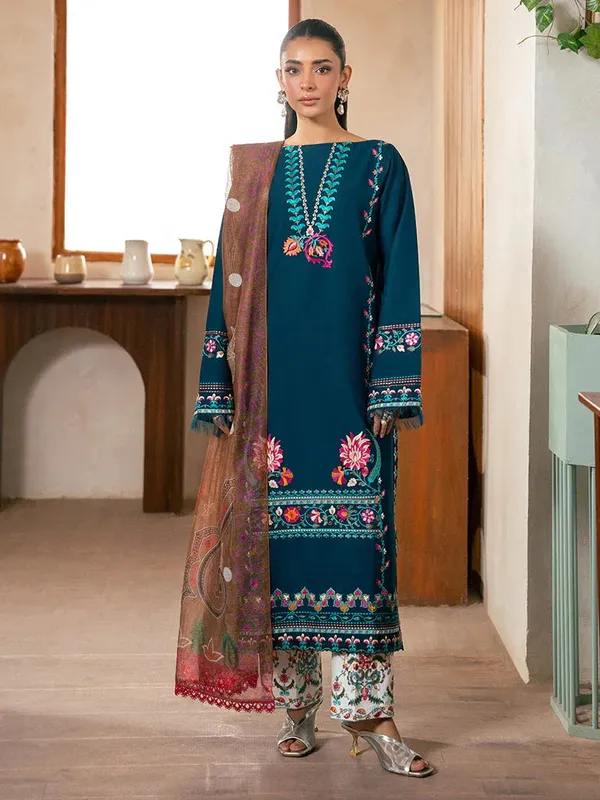 Rajbari Parisa Premium Summer Edit Teal Green Cotton – view 1 – Poshaq