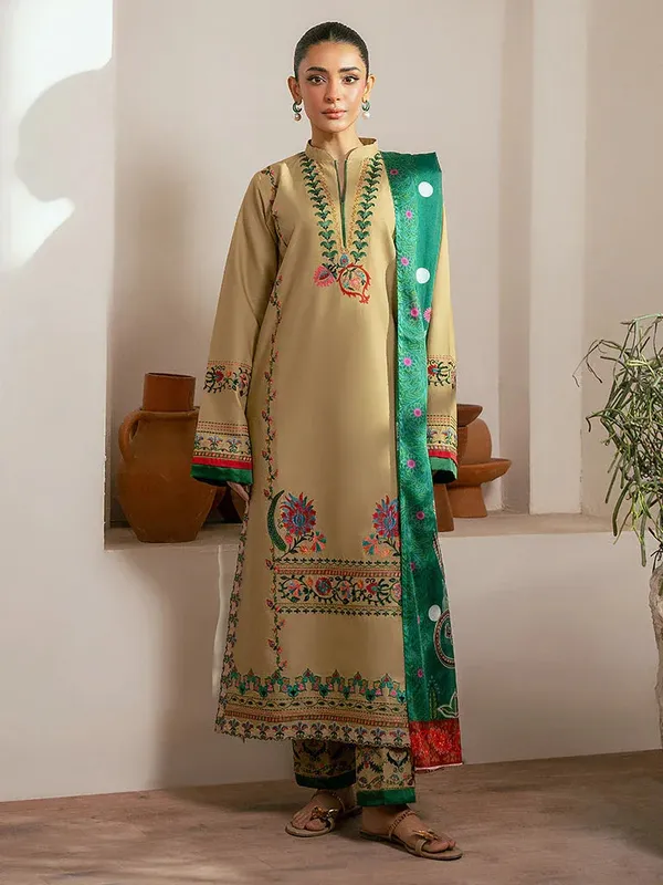 Rajbari Parisa Premium Summer Edit Beige Cotton – view 1 – Poshaq