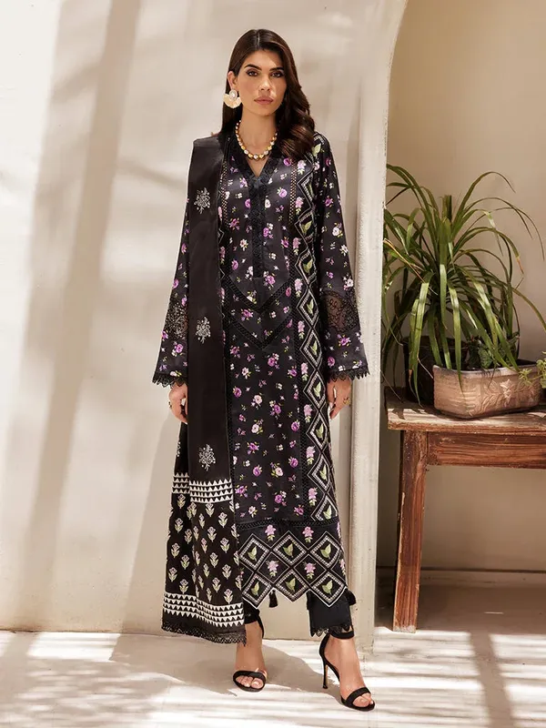 Rajbari Nissa Chikankari Edition 25 Black Cotton – view 1 – Poshaq