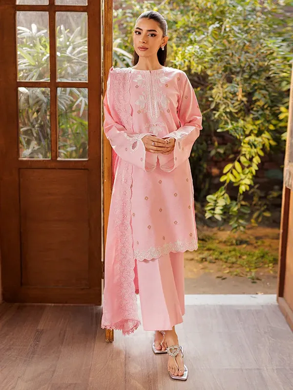 Rajbari Amari Hybrid Jacquard Edition Pink Jacquard – view 1 – Poshaq