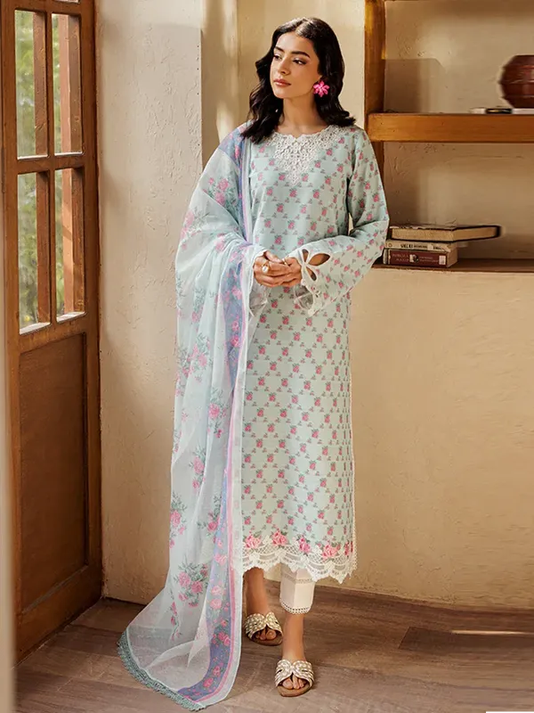 Rajbari Amari Hybrid Jacquard Edition Ice Blue Jacquard – view 1 – Poshaq
