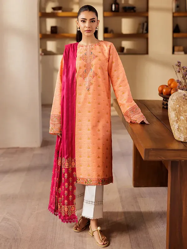 Rajbari Amari Hybrid Jacquard Edition Orange Jacquard – view 1 – Poshaq
