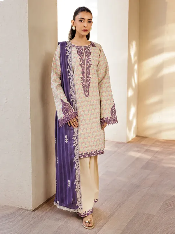 Rajbari Amari Hybrid Jacquard Edition Beige Jacquard – view 1 – Poshaq