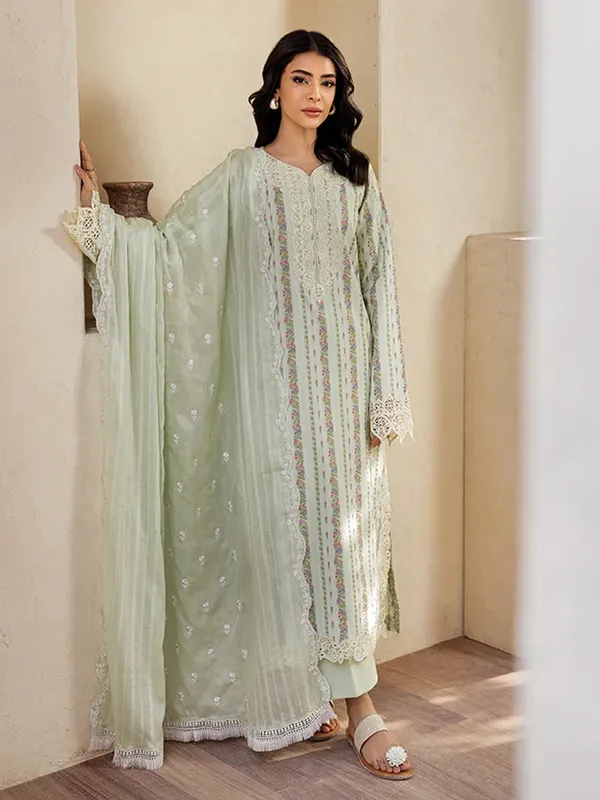 Rajbari Amari Hybrid Jacquard Edition Mint Green Jacquard – view 1 – Poshaq