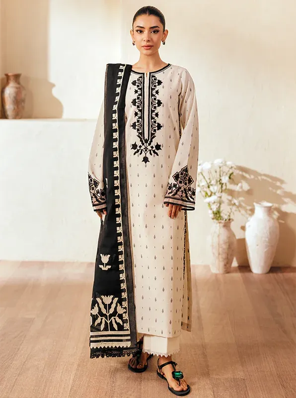 Rajbari Amari Hybrid Jacquard Edition Off White Jacquard – view 1 – Poshaq