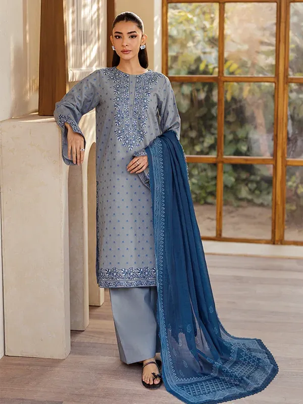 Rajbari Amari Hybrid Jacquard Edition Blue Gray Jacquard – view 1 – Poshaq
