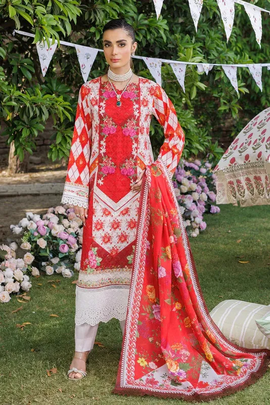 Rajbari Exclusive Printkari 2024 White Organza – view 1 – Poshaq