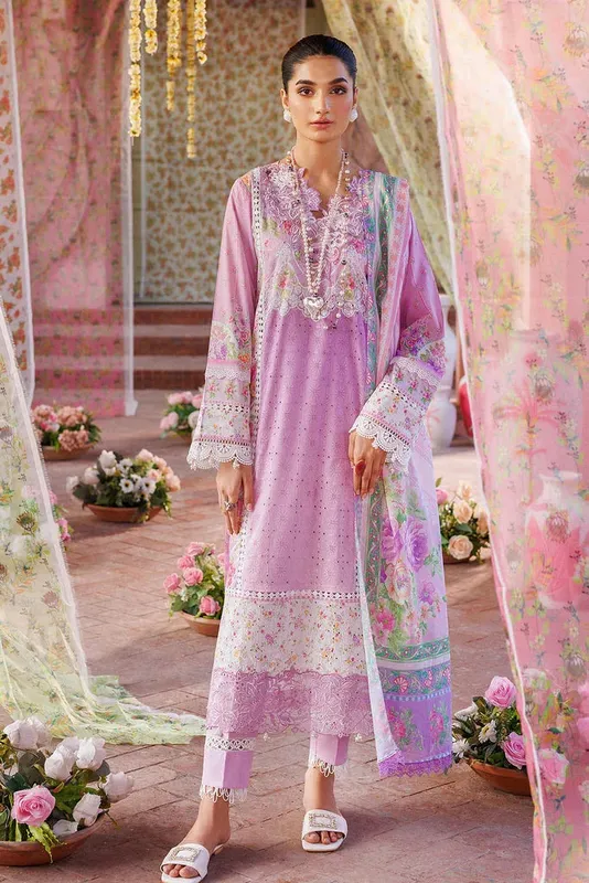 Rajbari Exclusive Printkari 2024 Purple Organza – view 1 – Poshaq