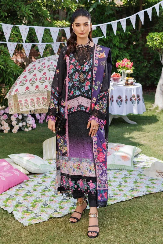 Rajbari Exclusive Printkari 2024 Purple Organza – view 1 – Poshaq