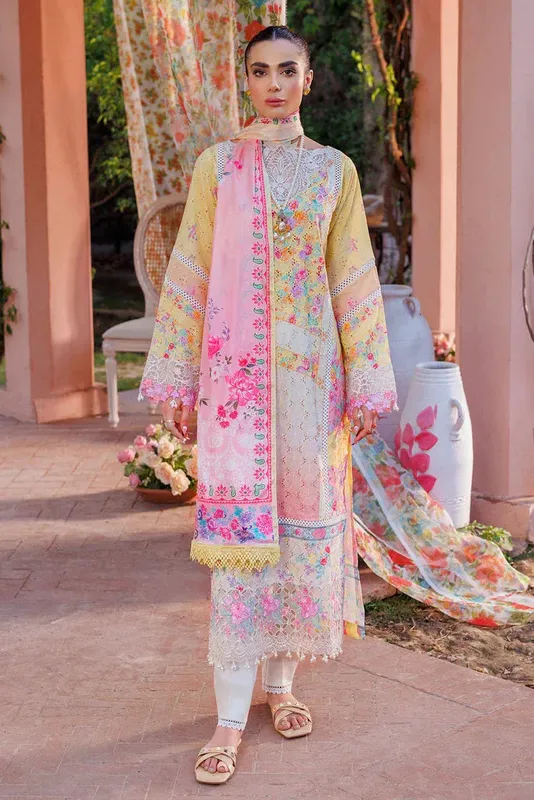 Rajbari Exclusive Printkari 2024 Grey Organza – view 1 – Poshaq