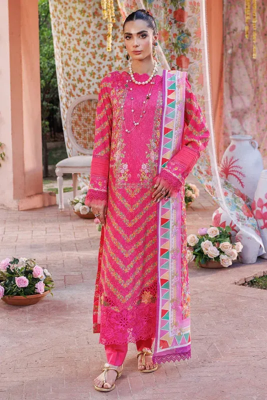 Rajbari Exclusive Printkari 2024 Pink Cotton – view 1 – Poshaq