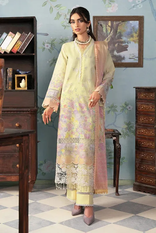 Rajbari Chikankari Edition 24 Yellow Cotton – view 1 – Poshaq