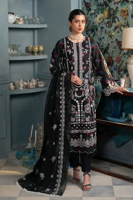 Rajbari Chikankari Edition 24 Black Cotton – view 1 – Poshaq