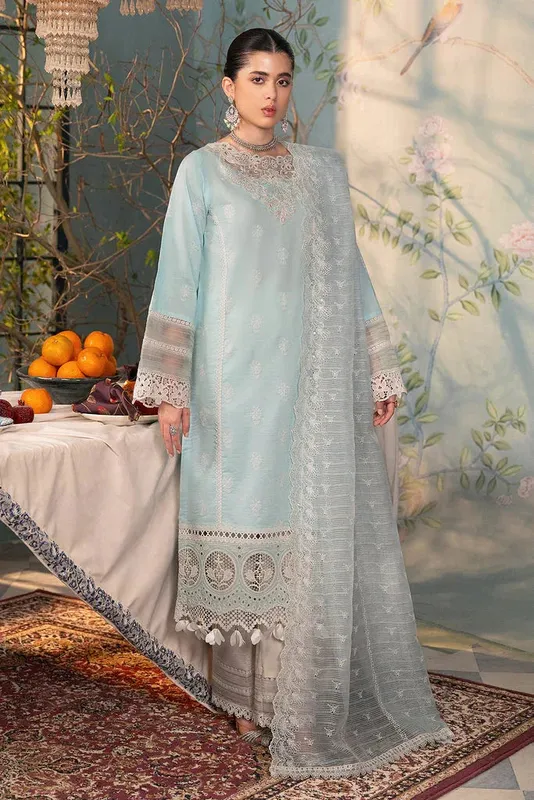 Rajbari Chikankari Edition 24 Blue Organza – view 1 – Poshaq