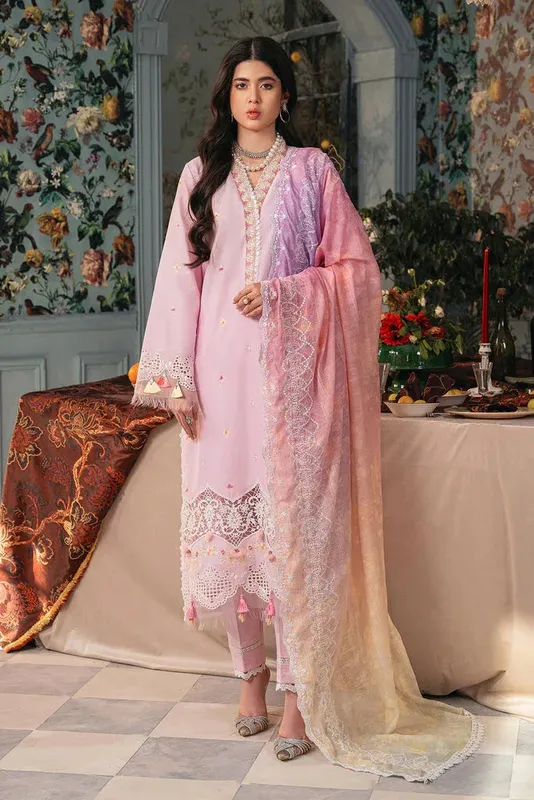 Rajbari Chikankari Edition 24 Pink Cotton – view 1 – Poshaq